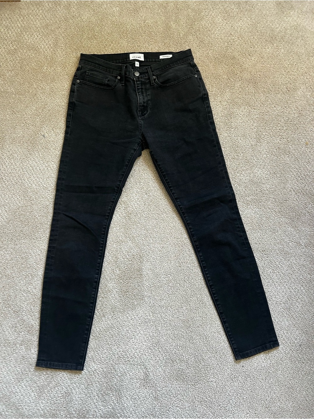 Frame Denim Black Skinny High-Rise Jeans